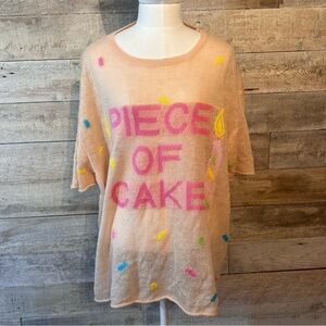 Wildfox piece of cake birthday women’s pink oversized knit top in size small
